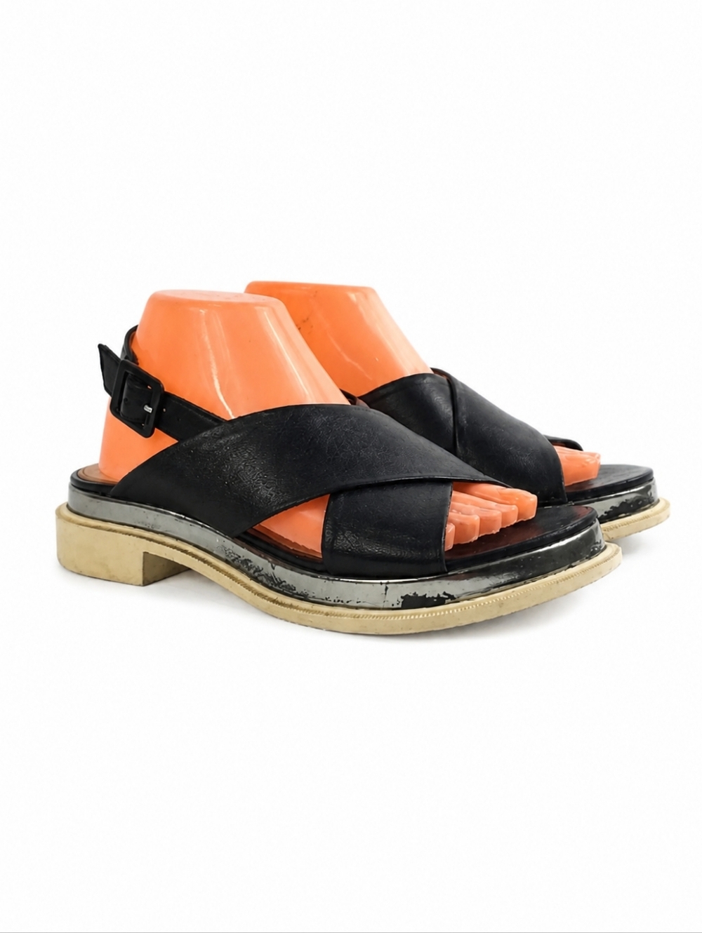 Robert Clergerie Caliba Black Leather Women's Sandals Size EU 40.5. US 10